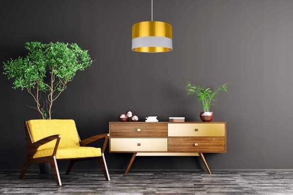 TAK HÄNGLAMPA LAMPSKÄRM GULD LED