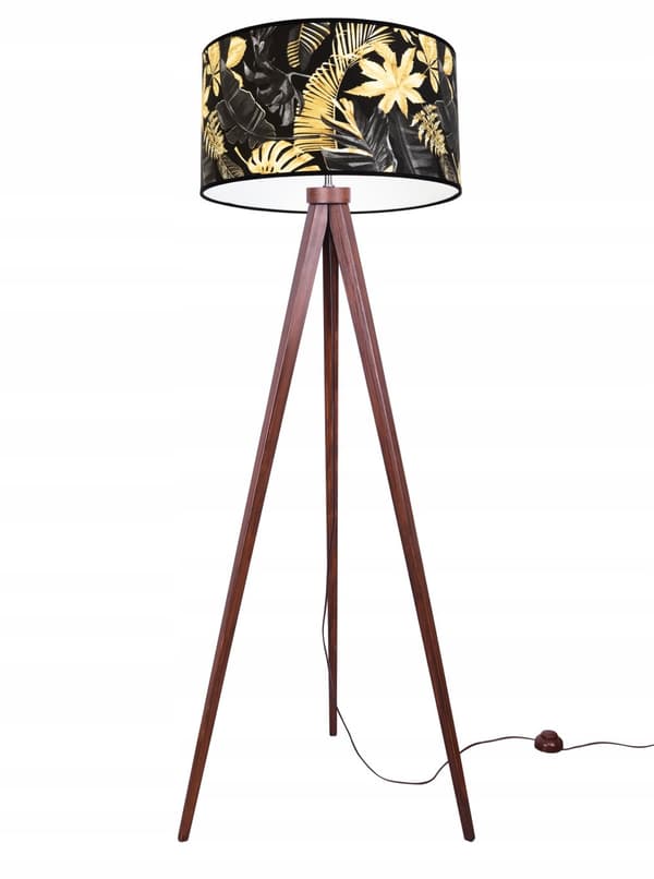 GOLVLAMPA STATIV LAMPSKÄRM GULDEN BLOMMOR LED