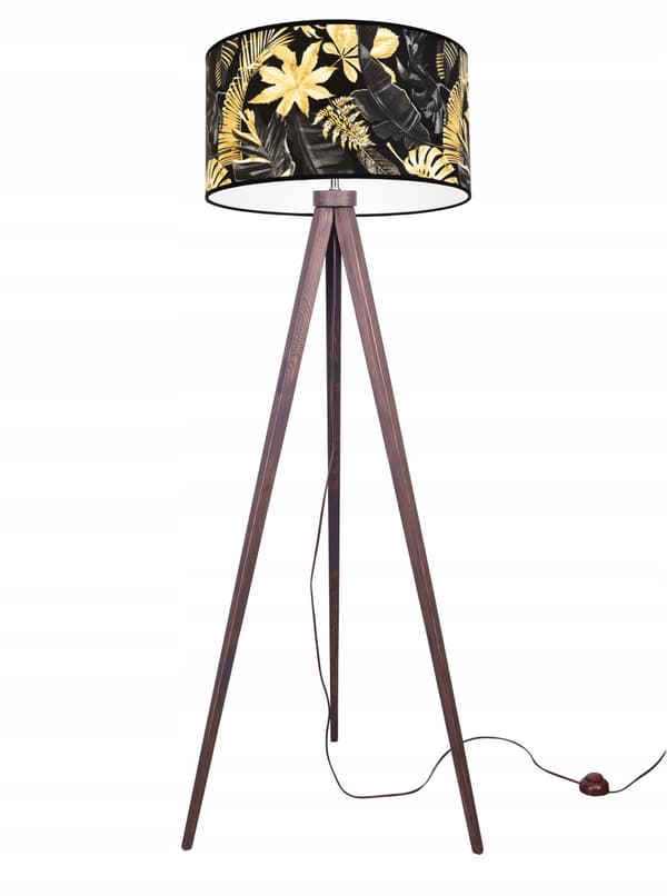 GOLVLAMPA STATIV LAMPSKÄRM GULDEN BLOMMOR LED