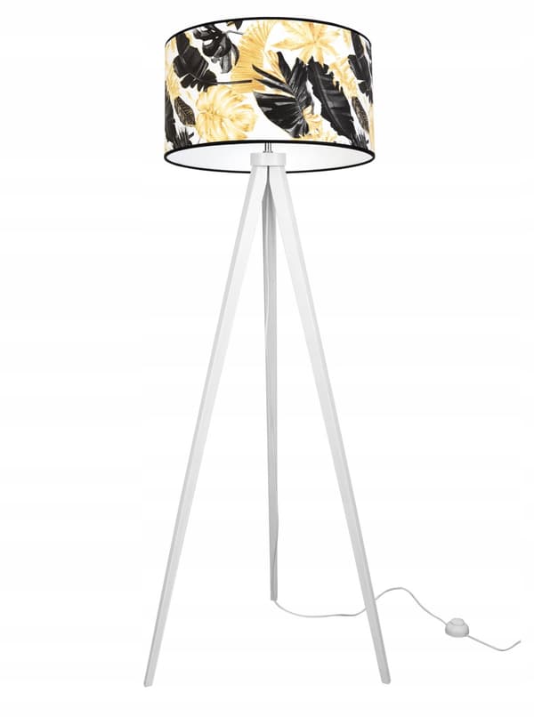 GOLVLAMPA STATIV LAMPSKÄRM GULDEN BLOMMOR LED