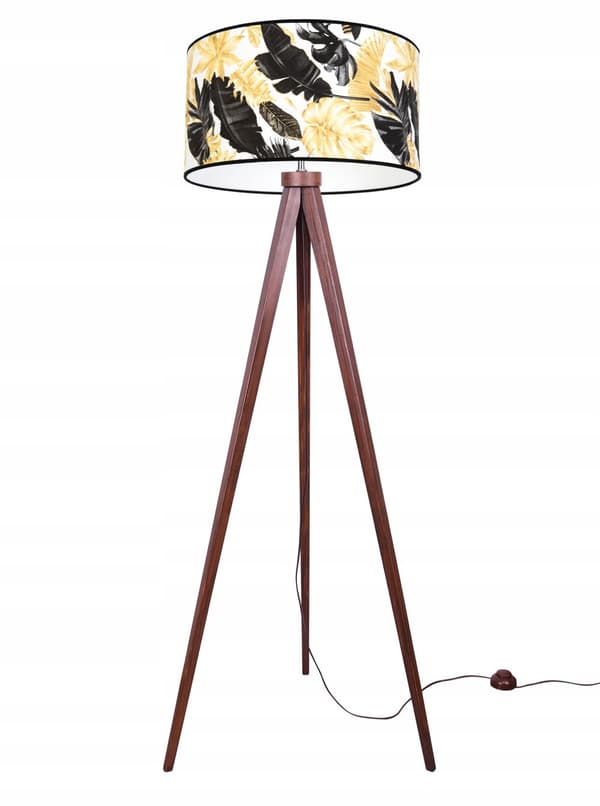 GOLVLAMPA STATIV LAMPSKÄRM GULDEN BLOMMOR LED