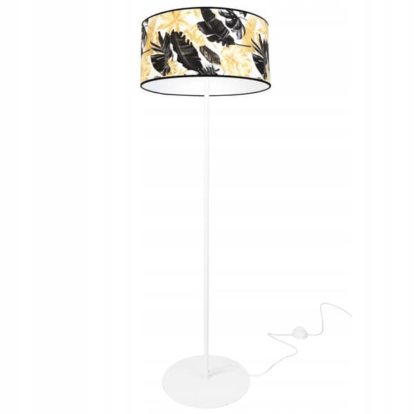 GULVLAMPE ELEGANT LAMPESKÆRM GULDNE BLOMSTER LED