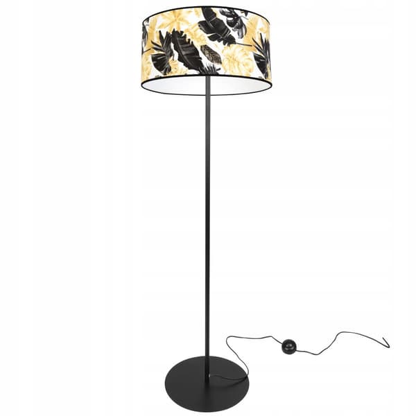 GULVLAMPE ELEGANT LAMPESKÆRM GULDNE BLOMSTER LED