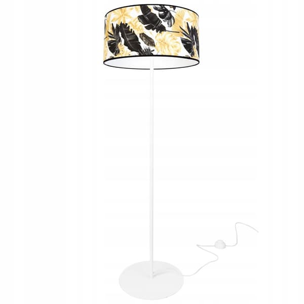 GULVLAMPE ELEGANT LAMPESKÆRM GULDNE BLOMSTER LED