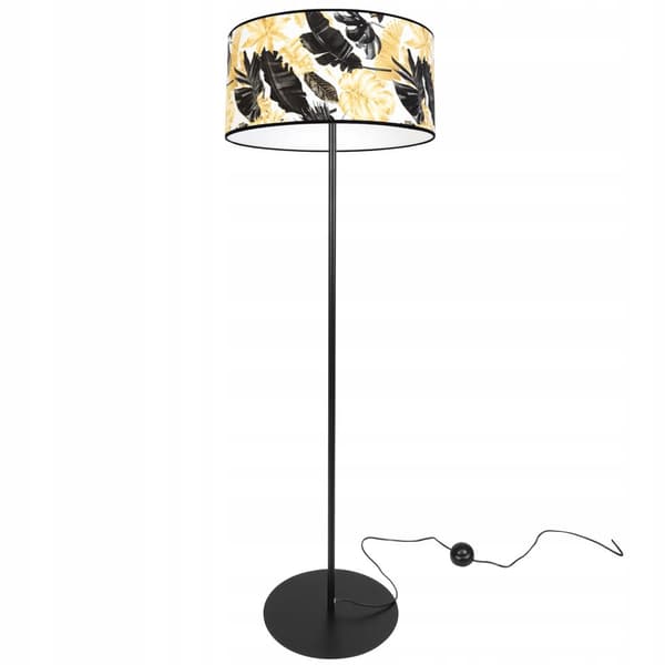 GULVLAMPE ELEGANT LAMPESKÆRM GULDNE BLOMSTER LED