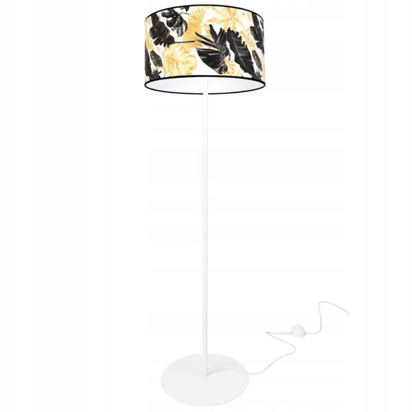 GOLVLAMPA ELEGANT LAMPSKÄRM GULDEN BLOMMOR LED