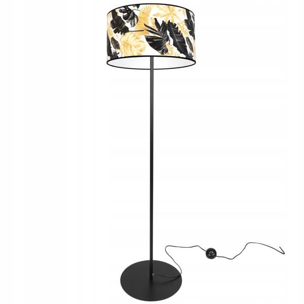 GOLVLAMPA ELEGANT LAMPSKÄRM GULDEN BLOMMOR LED