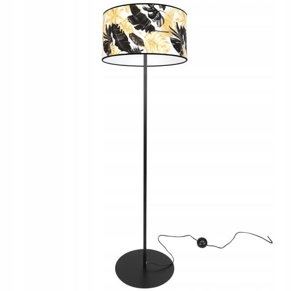 GOLVLAMPA ELEGANT LAMPSKÄRM GULDEN BLOMMOR LED