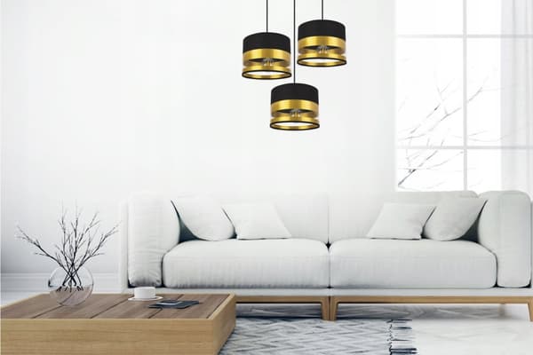 LOFT HÆNGELAMPE MODERNE GULD LAMPESKÆRM LED