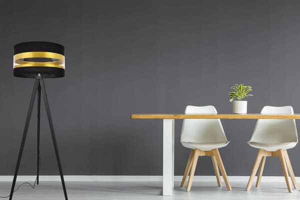 LOFT TRIPOD GULVLAMPE GULD LAMPESKÆRM LED UDVALG