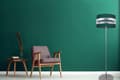 Miniatyrbillede 3 af 10: GULVLAMPE KROM FARVER SKYGGE FLASKE GRØN