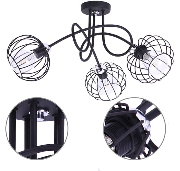 Takhänge i metall LAMPA Krom Loft Edison
