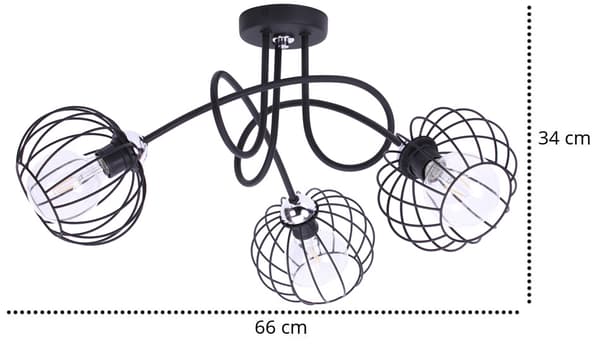 Takhänge i metall LAMPA Krom Loft Edison