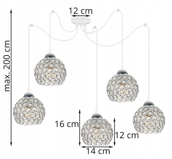 KROM EDDERKEDE HÆNGELAMPE LOFTSLAMPE KRYSTAL