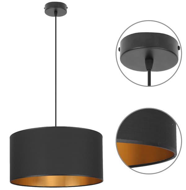 Hängande taklampa, lampskärm, svart, LED, 40 cm