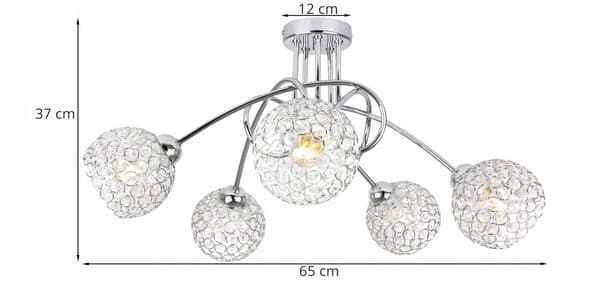 LOFTSLAMPE HÆNGENDE LYSEKRYSTAL KROM LED