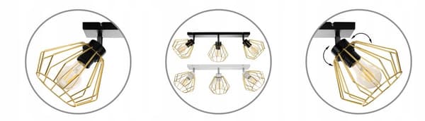 HÆNGELAMPE LOFT LYSKELYSE GYLDNE LED PLAFON