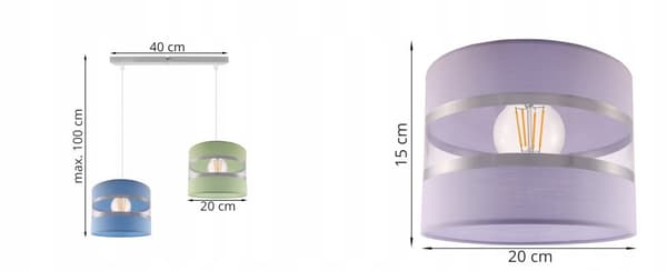 HÄNGANDE TAKSLAMPA LJUSKANT LAMPSKÄRM BARN