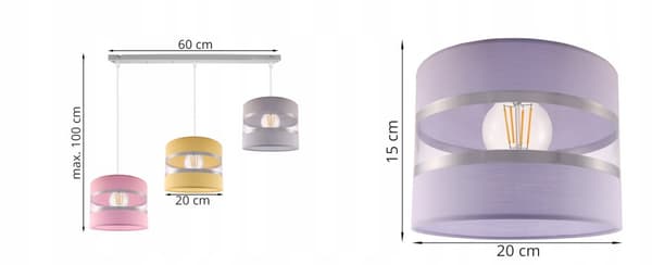 HÆNGE LOFTSLAMPE LYSKELYSE LAMPESKÆRM BØRN