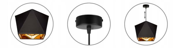 Diamant loftslampe, gyldent center, LED