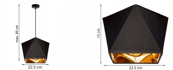 Diamant loftslampe, gyldent center, LED