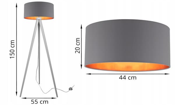 Gulvlampe stående TRIPOD guld træ