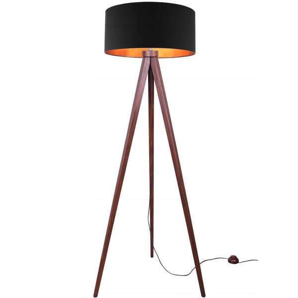 Gulvlampe stående TRIPOD guld træ