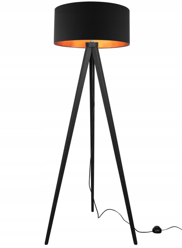 Gulvlampe stående TRIPOD guld træ