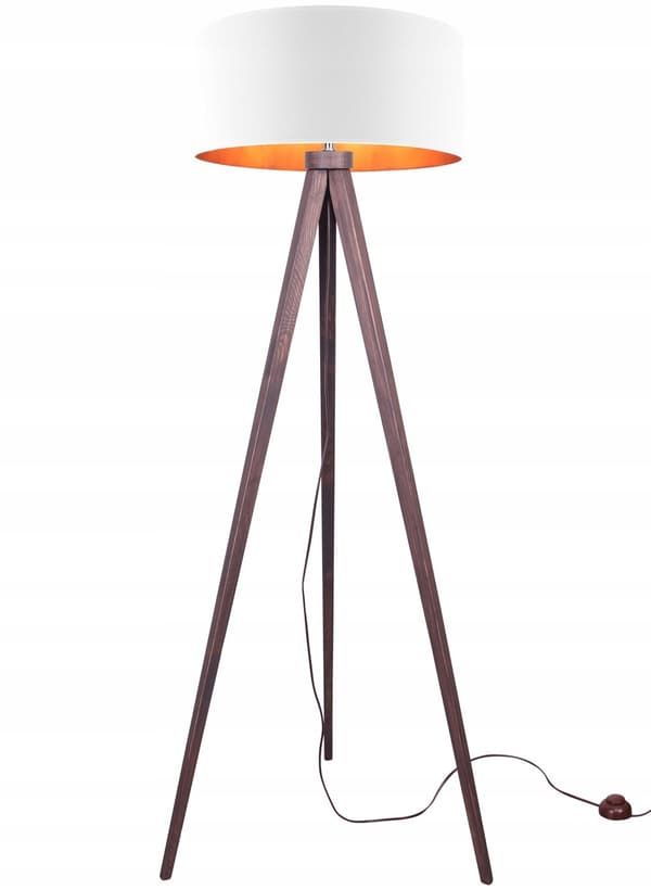 Gulvlampe stående TRIPOD guld træ