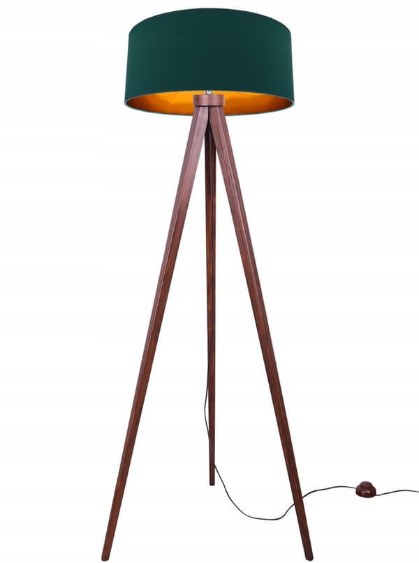Gulvlampe stående TRIPOD guld træ