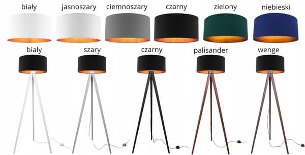 Gulvlampe stående TRIPOD guld træ