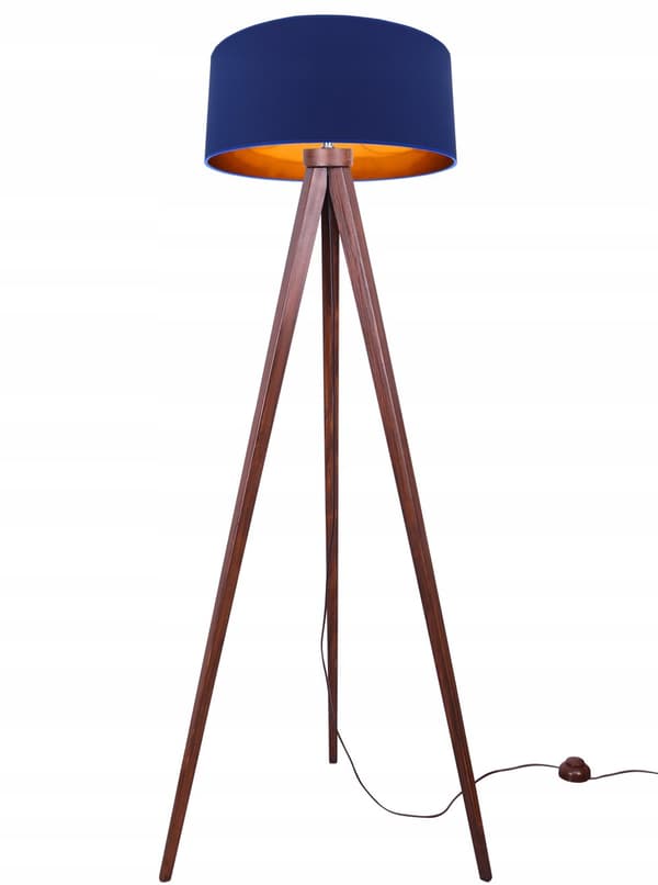 Gulvlampe stående TRIPOD guld træ