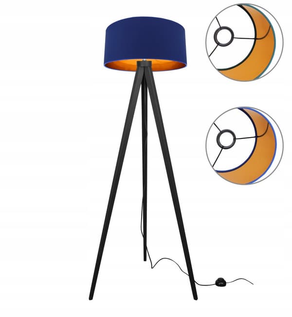Gulvlampe stående TRIPOD guld træ