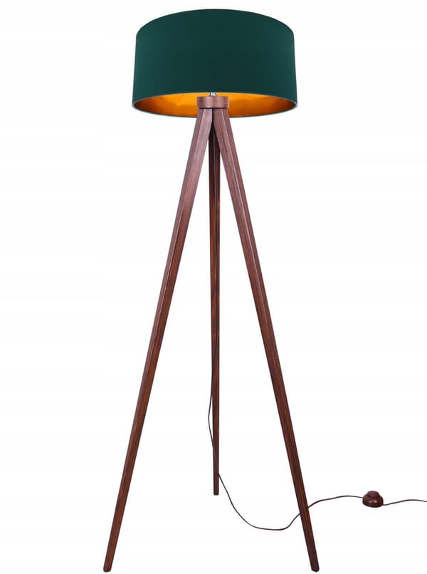 Gulvlampe stående TRIPOD guld træ