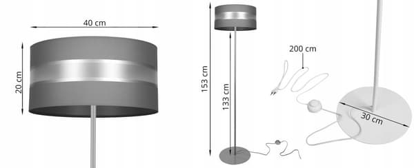 MODERN GOLVLAMPA LAMPSKÄRM 40CM LED