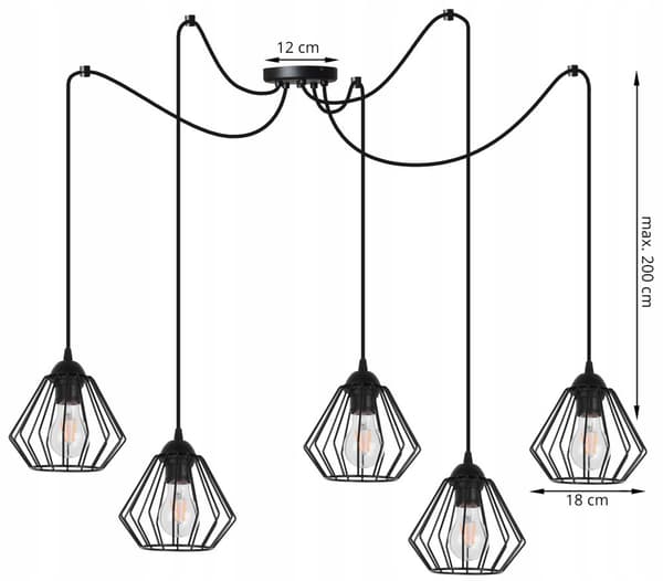 HÆNGENDE loftslampe lysekrone SPIDER loft E27 LED