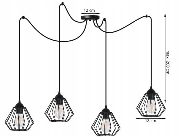 HÆNGENDE loftslampe lysekrone SPIDER loft E27 LED