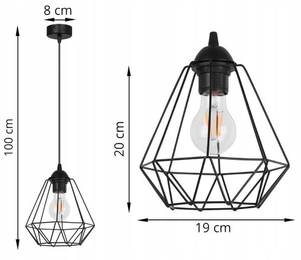 Kattoon RIIPPUVALAISIN DIAMOND LOFT EDISON RETRO