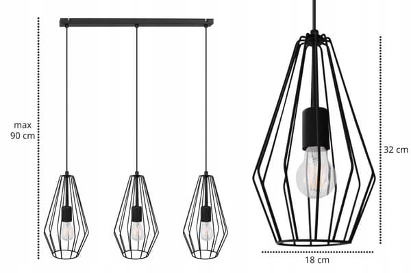 Diamond LOFT sort wire lofthængende lampe