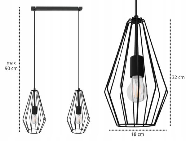 LOFT INDUSTRIELL DIAMANT TAKLAMPA HÄNGNING E27