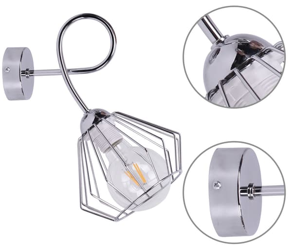Kromad LOFT VÄGGLAMPA snygg vägglampa
