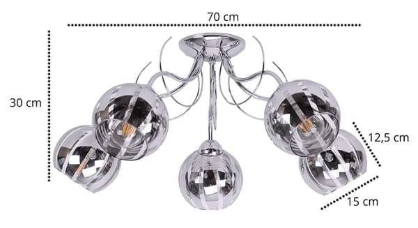 ELEGANTE KROM LOFTSLAMPE GLAS skærme