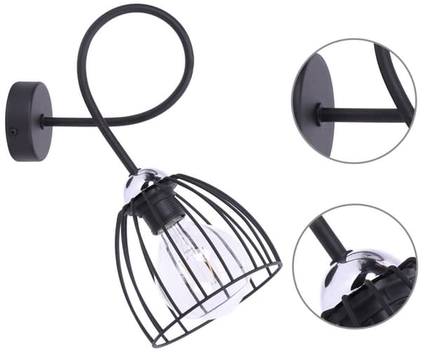 Wire RETRO VÄGGLAMPA Vägglampa Krom LOFT