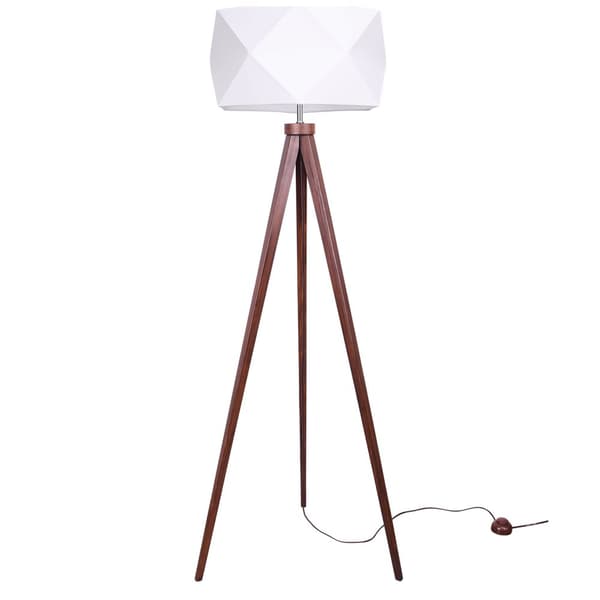 MODERN GOLVLAMPA LAMPSKÄRM STATIV TRÄ