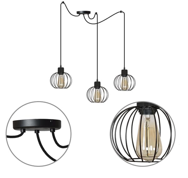 HÆNGELAMPE SPIDER LOFT JUSTERBAR METAL EDISON