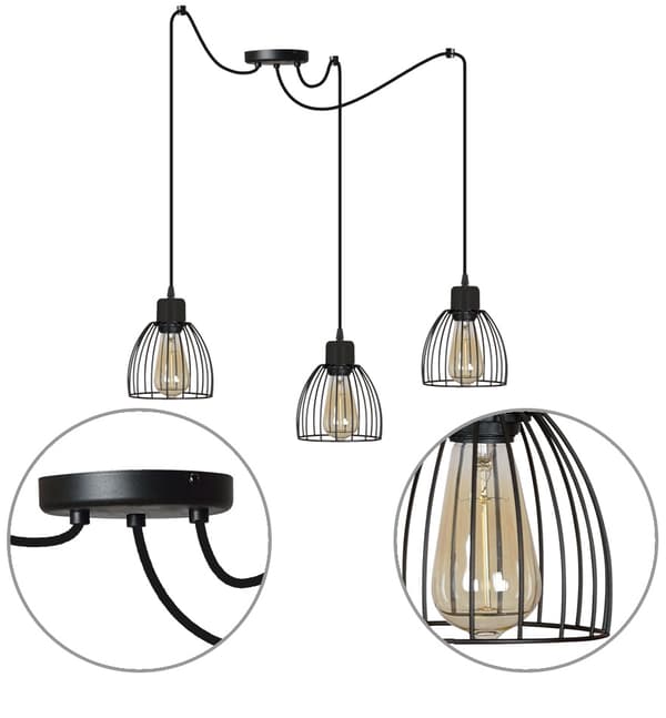 Spider Lampe Hængende Moderne LOFT Sort Hvid