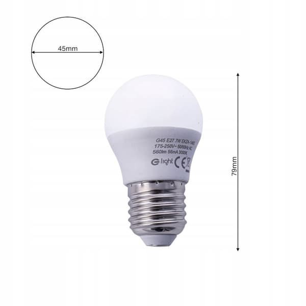 LED Pære E27 SMD 2835 VARM KUGL 7W 55W