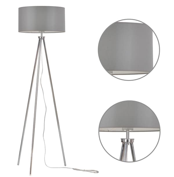Gulvlampe, stativ, krom, lampeskærm, 40 cm