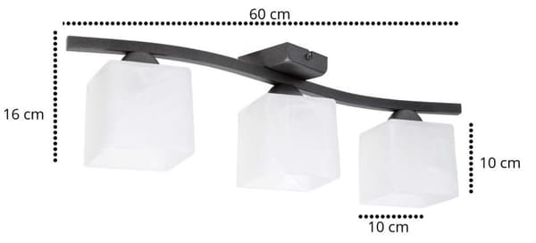 Hängande taklampa, glas, 3x60W, LED