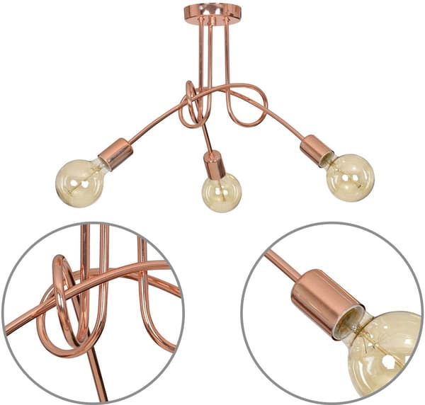 Moderne pendel Edison LOFT kobber 3x60W